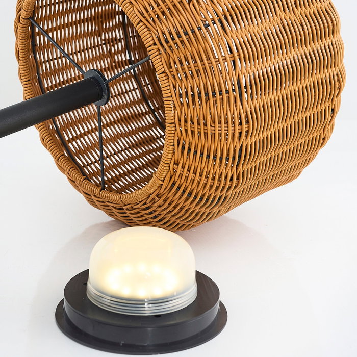 Opviq Lámpara de mesa solar de mimbre Negro y Roble Opviq Lámpara de mesa solar de mimbre Negro y Roble